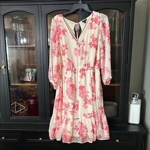 Torrid Pink Floral Long Sleeve Dress